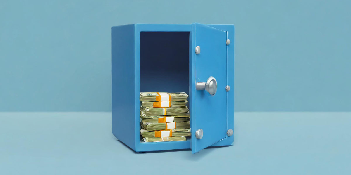 Money in an open safe