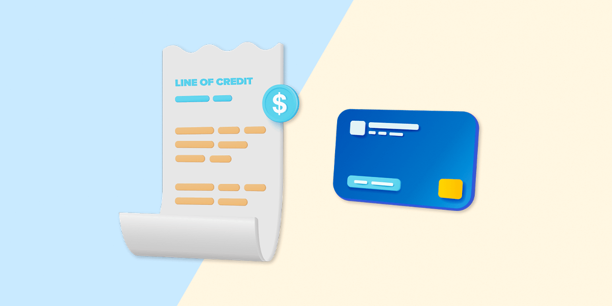 Line of credit document next to credit card