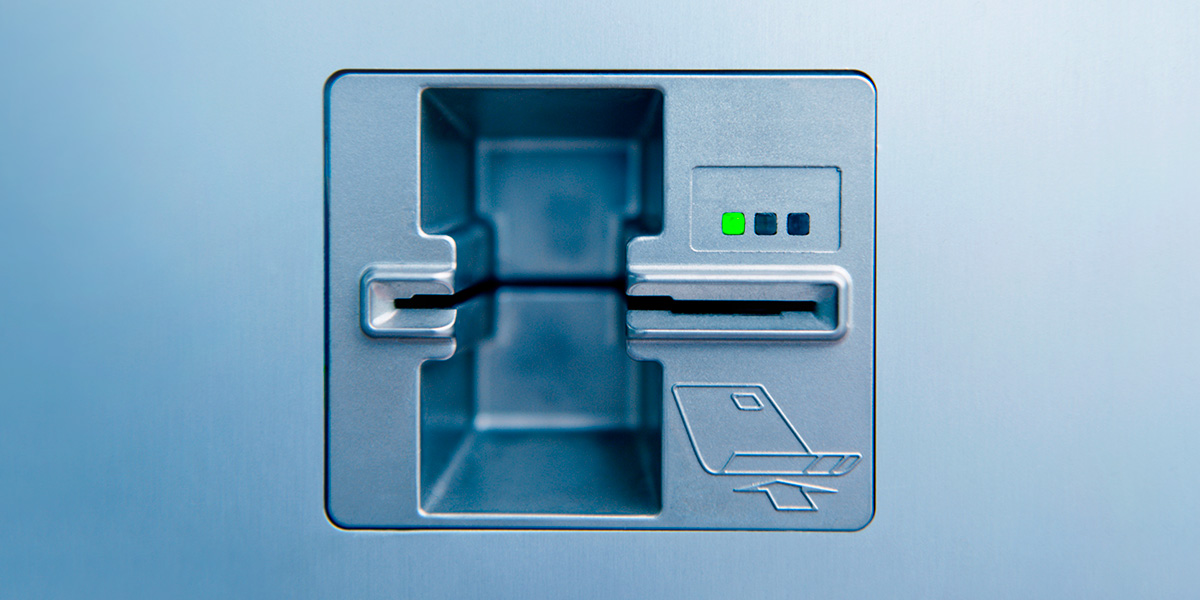 Close up image of a credit card reader