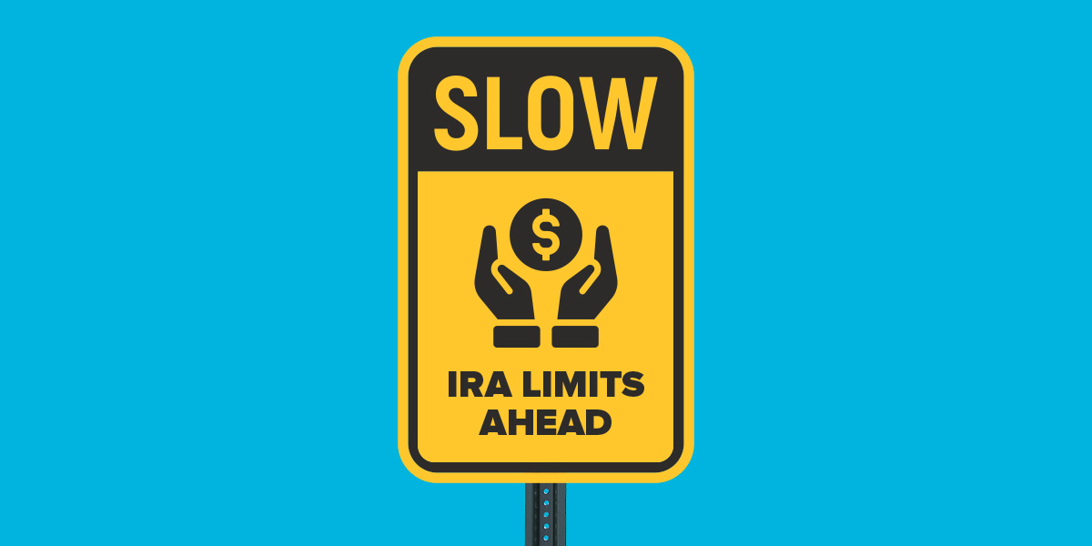 Street sign reading "SLOW: IRA Limits Ahead" 